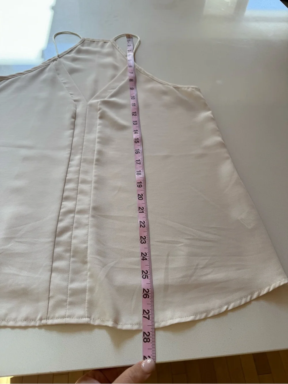V-Neck Spaghetti Strap Razorback Camisole Tank Top, Beige, Size L - Picture 6 of 8